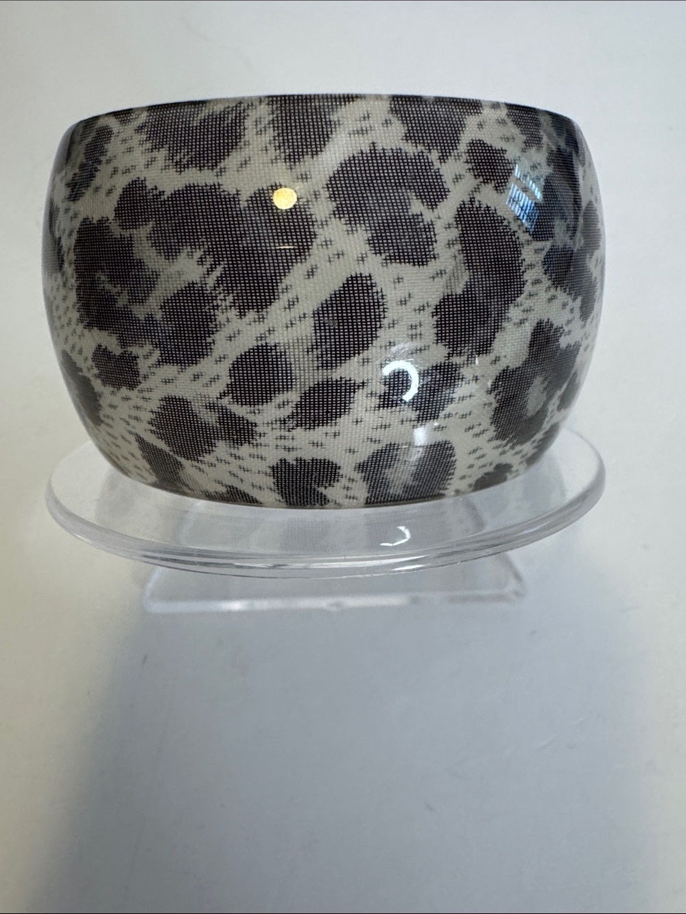 Leopard Print Resin Bangle Bracelet in Black and Cream